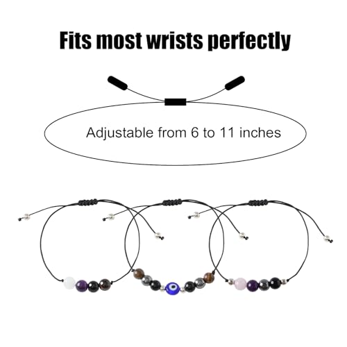 Triple Protection Bracelets: Black Obsidian Hematite Tiger Eye Evil Eye Beaded Bracelets – Energy Grounding and Courage Gifts for Women Men2