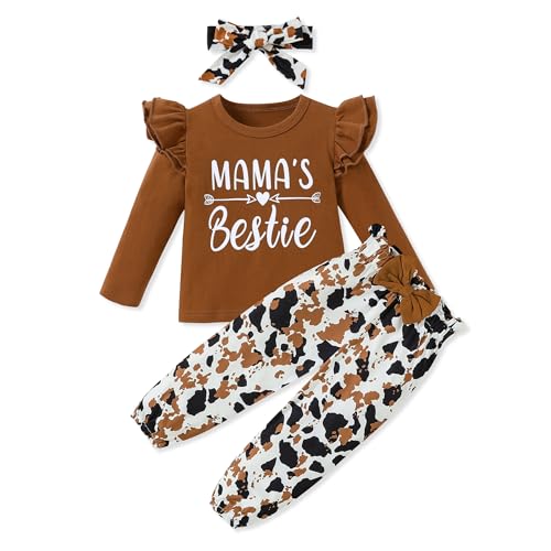 Image of SANMIO Toddler Girl Clothes Cute Ruffle Sleeve Shirt Floral Pants Headband