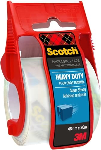 Scotch Verpackungsklebeband Extra Stark im Handabroller, transparent, 48 mm x 20 m, 1 Rolle - gut zum Verschließen von Paketen und Kartons