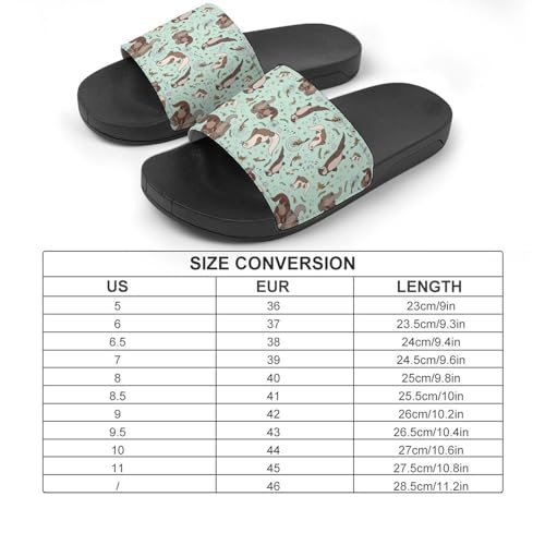 Sea Otters Green Womens Slide Sandals Non Slip Summer House Slippers for Girls Slip-on Flip Flops2