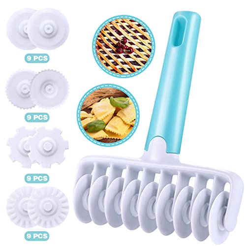 Pastry Dough Lattice Cutter Wheel Roller Fondant Ribbon Cutter with 4...