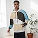 XIAOYAO Men's Fashion Hoodies Techwear Color Block Long Sleeve Sweatshirts Unisex Lightweight Colourful Hoodie Pullover Khaki Green