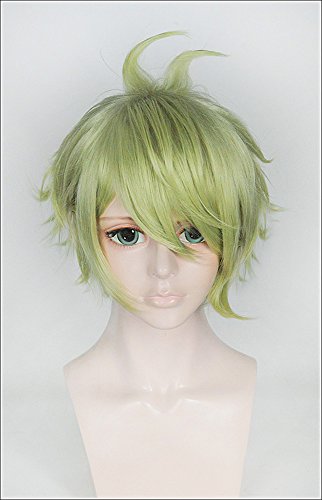 LanTing Cosplay Perücke New Dangan Ronpa V3 Rantard Amami Green Perücke Corta Cosplay Party Fashion Anime Human Costume Full wigs Synthetic Haar Heat Resistant Fiber