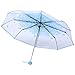 Cherry Blossoms Umbrella, Transparent Dome Bubble Umbrella Folding Umbrella Fashionable Princess Umbrella Travel Umbrella Cherry Blossom Four Colors(Blue)