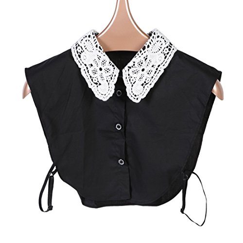 Larcele Vintage Women's Half Shirt Detachable Fake Cotton Collar Jlzcs-01 (Black) #TOP6