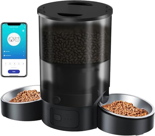 Alimentador de Animais de Estimação com Voz WIFI, Comedouro Autom...