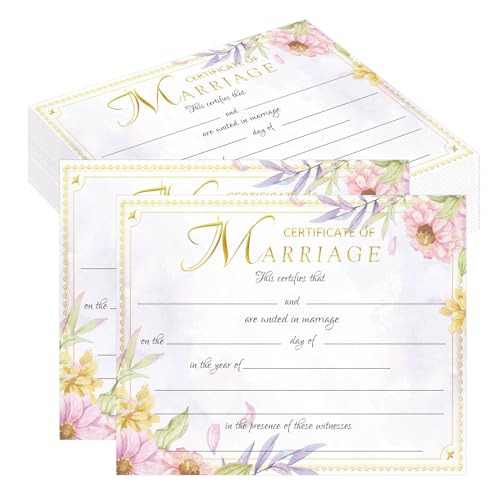 25 Pcs Marriage Certificates with Gold Foil Edges 11 x...
