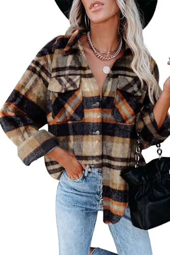 Image of Magritta Womens Shirts Button Down Long Sleeve Collared V Neck Oversized Blouses Tops with Pockets