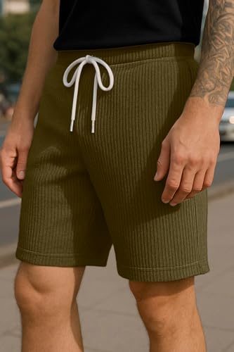 Image of Vogaan Men's Casual Slim Fit Shorts | Stylish Above Knee Shorts with Elastic Waist & Side Pockets Summer Wear for Gym Lounge Travel & Outdoor