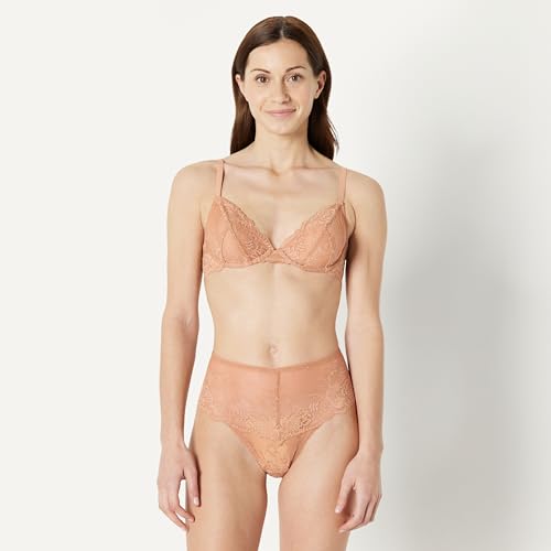 Amazon Essentials Women's Stretch Lace Plunge Bra, Pack of 2, White / Washed Bronze, 36DD - image 5