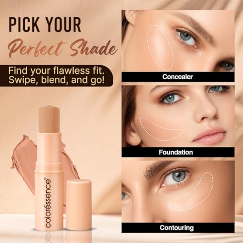 Image of Coloressence Panstick Concealer Foundation Makeup Stick, Toffee Warm, 10gm | Full Coverage | Long Lasting | For All Indian Skin Types | Lightweight