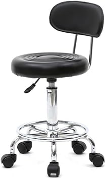 NOLLAM Swivel Salon Spa Stool Chair with Back Support Adjustable Hydraulic Rolling Stool Office Stool with Wheels, Suit for Beauty Barber Tattoo Massage Drafting Medical, Load 330 LBS, Black