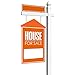 Houseables Real Estate Sign Post, 6' Tall, White, PVC Vinyl, with Gothic Cap, Rider Clips, Outdoor Yard Display, Realtor Signs, for Estate Sales, Open House, Coming Soon, Frame & Stake, Reusable