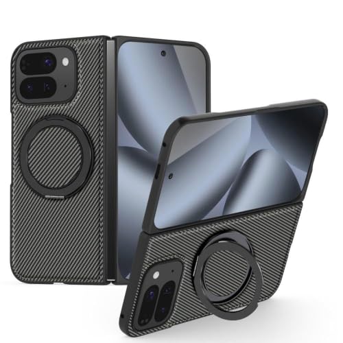 Étui pour Google Pixel 9 Pro Fold en cuir haut de gamme gris et carbone anti-choc