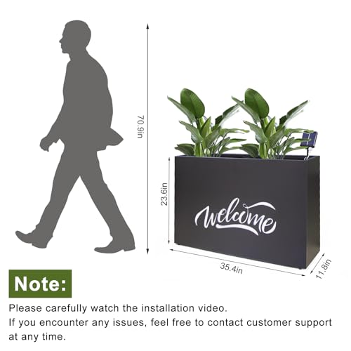 Metal LED Planter Box Rectangular Block - Galvanized Steel Long Planters Box with Solar Light Outdoor All-Weather Use with Drainage Holes for Cafe Bar Mall Store Patio/Porch/Entrance, 35.5×24×12IN by Zezgeuro - Image 6