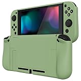 PlayVital Cute Ergonomic Grip Case for Nintendo Switch, Upgraded Protective Hard Case Protector for Switch - Shock-absorbent Anti-Scratch Dockable Durable Cover Game Accessories, Matcha Green