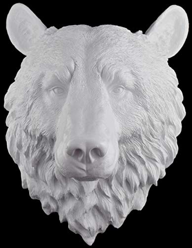 Faux Taxidermy Studio Fake White Bear Head | Faux Taxidermy | Fake White Resin Bear Head Mount White, 17.5