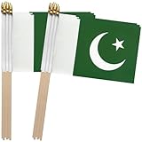 TSMD Pakistan Stick Flag Pakistani Small Mini Hand Held Flags,5x8 Inch,12 Pack