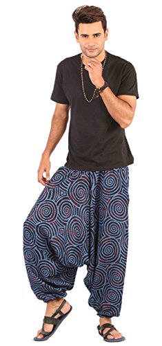 Mens Womens Boho Hippie Cotton Harem Pants with Spiral Design3