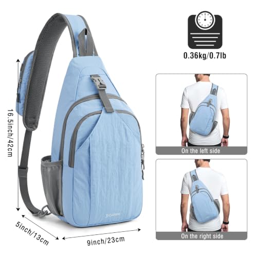 Image of G4Free Sling Bag for Men Women, RFID Blocking Crossbody Bag, Daily, Travel | Durable Polyester Fabric, 10L, Perfect for work, shopping, weekend outings, Hiking, Reversible Shoulder Strap, (Blue)