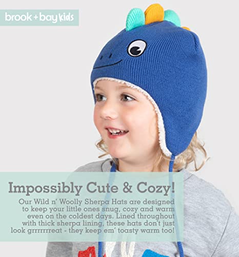 Baby Animal Sherpa Lined Hats For Winter - Toddler Animal Ear Hat, Baby Hat Animal Ears, Winter Dinosaur Hat For Kids #TOP1