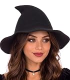 Diffy Homy Halloween Witch Hat for Women, Knitted Adult Witch Hat with Shapeable Wide Brim, Soft...