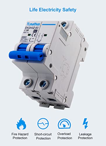 Electrical Miniature Circuit Breakers For Dc Power Distribution And Protective Disconnect With Din Rail Mounting, Air Switch For Solar Pv System And Rv(2P 30A) #TOP1