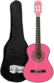 Mad About MA-CG06 gitara klasyczna, rozmiar 1/4 różowa gitara klasyczna - kolorowa hiszpańska gitara z torbą, paskiem, kostką i zapasowymi strunami