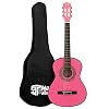 TIGER Mad About MA-CG09 Klassieke gitaar, 1/2 maat roze klassieke gitaar – kleurrijke Spaanse gitaar met draagtas, riem…