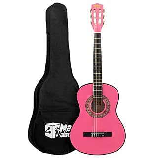 Mad About MA-CG09 Guitare Classique avec Étui de Transport, Sangle, Médiator et Cordes de Rechange, de Taille 1/2, Rose - Les Beatles, Paul McCartney, John Lennon, RIngo Starr, George Harrison