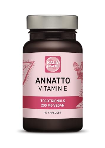 Annatto Tocotrienols Vegan Kala Health Vitamin E Supplements, Tocopherol Free, Eannatto Capsules Without PAH's and contaminants - Improved from Deltagold - 200mg - Non-GMO & Antioxidant (60)
