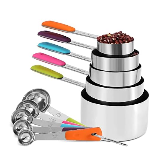 11Pcs Stainless Steel Measuring Cups and Spoons Set, Stackable Metal Measure Cup, Widely Used Kitchen Dry Food, Cooking Baking Measurements (Kitchen Funnel)