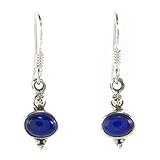 Longueur (avec crochet) 2,8cm Bijoux et Objets - Boucles d’oreilles lapis-lazuli en argent 925 - Dimensions des pierres 5x7mm