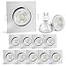 Produktbild linovum® 10er Set LED Einbaustrahler GU10 eckig & schwenkbar - Einbauleuchte Edelstahl Optik inkl. LED GU10 3W neutralweiß