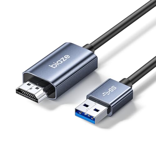 USB 3.0 to HDMI Cable 5Ft 1080P 5Gbps High Speed USB to HDMI Adapter Screen Mirroring Display Extension Connect Laptop PC to Smart TV Gaming Monitor Projector for Home Office Business Travel Students