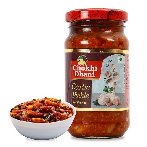 Image of Chokhi Dhani Garlic Pickle 200g | Lehsun Ka Achar | Mustard Oil Indian Pickle | No Preservatives | No Artificial Flavours | Homemade Style | Veg
