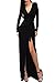 VIVICASTE SEXY CHIC BLACK LONG SLEEVE TULIP WRAP PARTY FULL LONG MAXI DRESS (medium, black)