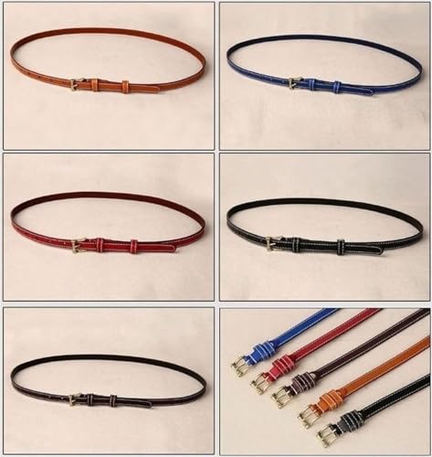 Belts for women, Waist Belt Women's Waist Belts Pure Cowhide Belts Alloy Buckle Dress Thin Belt Adjustable Fashion Simple Belt(Black,115 cm)4