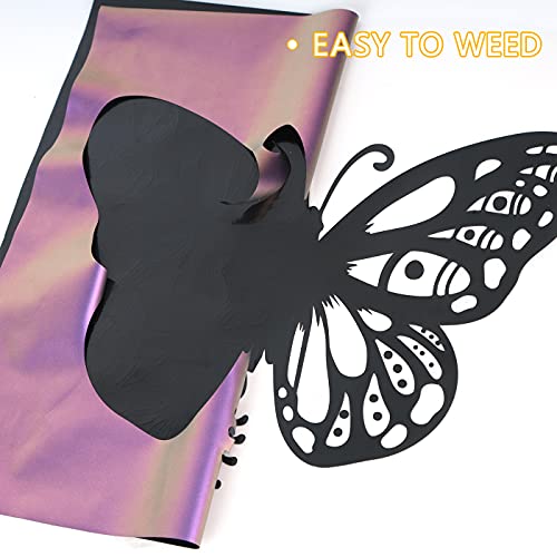 Image of guangyintong Chameleon Heat Transfer Vinyl HTV Rolls, 12 inch x 8ft Purple to Brown Iron on Vinyl for T-Shirts, Changing Color HTV Vinyl for All Cutter Machines Easy to Cut & Weed for HTV DIY Design