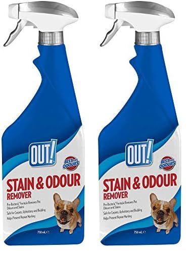OUT! Pet Stain and Odour Remover| Enzymatic Pro-Bacteria Cleaner 750 ml (Pack of 2)