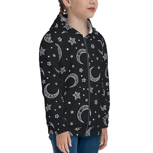 Stars and Moons Kid Hoodies Boys Zip Up Sweatshirts Girls Pullover with Pocket4