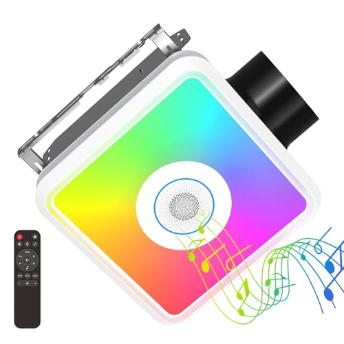 Consciot 160CFM Bathroom Exhaust Fan with Bluetooth Speaker & LED Light, 1500Lm 3 Color Temperature, 7 RGB Light, Nightlight, Remote Control, Quiet 0.8 Sone Ventilation Fan, 11.39'' x 10.42'' Mounting