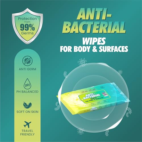 Image of Antibacterial Wet Wipes - 80 Wipes (10 x 8 Packs) | Kills 99% Germs, Alcohol-Free & Skin-Friendly | For Hands, Face, Surfaces & Travel Hygiene