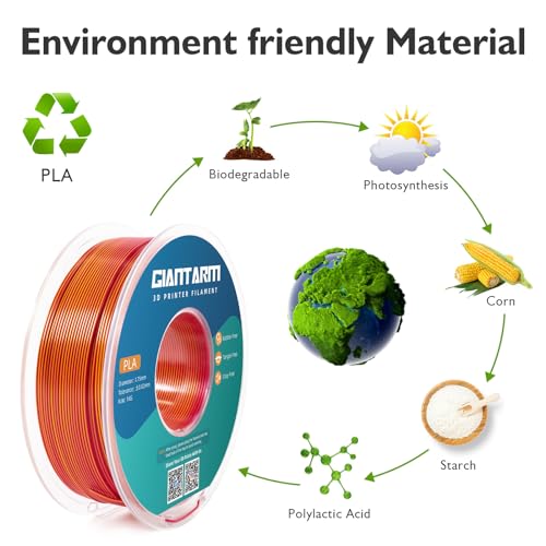 Image of GIANTARM Dual Color PLA Filament, Silk PLA Filament 1.75mm + /-0.02mm,1KG Spool(2.2lbs) Vacuum Packaging, 3D Printing Filaments Fit Most FDM Printer