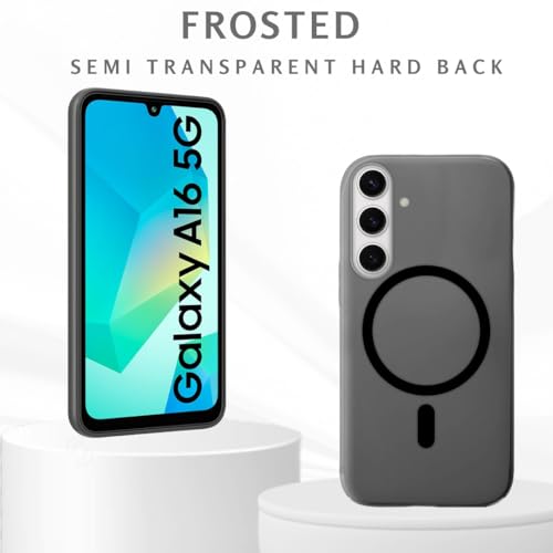 Image of SHINESTAR Back Cover for Samsung Galaxy A16 5G | Frosted Semi-Transparent Slim Case | Only Compatible with Wireless Magnetic Accessories | Hard Back, Matte Finish - Black