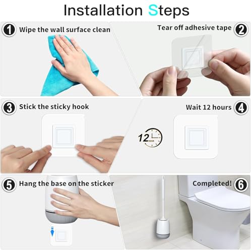 Image of CUBIZ Silicone Toilet Brush with Quick Drying Stand and Leak-Proof Base, Toilet Brush Silicone Clean Without Dead Corners, Toilet Brush Holder Wall Mounted & Standing