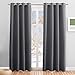 Produktbild PONY DANCE Verdunkelungsvorhang Grau Thermovorhang Hitzeschutz Ösenschal Blickdicht 2er Set H 210 x B 132 cm Wohnzimmer Vorhänge Wärmeisolierend Thermogardine