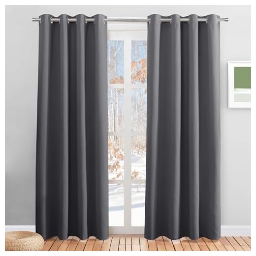 PONY DANCE Blackout Thermal Curtains 84 Inch Drop for Living Room Grey Energy Saving & Light Blocking Curtains with Eyelet Long Privacy Drapes for Window Treatment Bedroom/Nersery, W52 X L84, Gray
