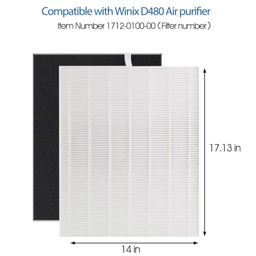 Filtre D4 Winix D480 compatible avec 2 HEPA H13 et 8 charbon - 4