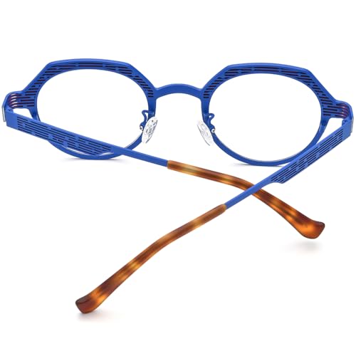Image of FONEX Colorful Pure Titanium Glasses Frame Women Retro Round Eyeglasses